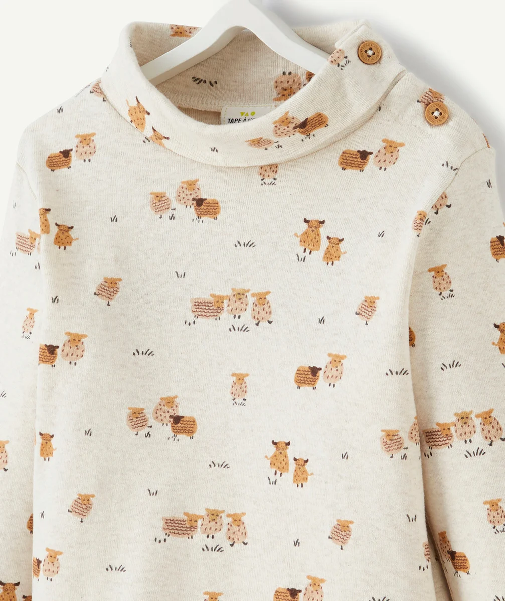 SOUS PULL COL MONTANT EN COTON IMPRIMÉ ANIMALIER BÉBÉ GARÇON