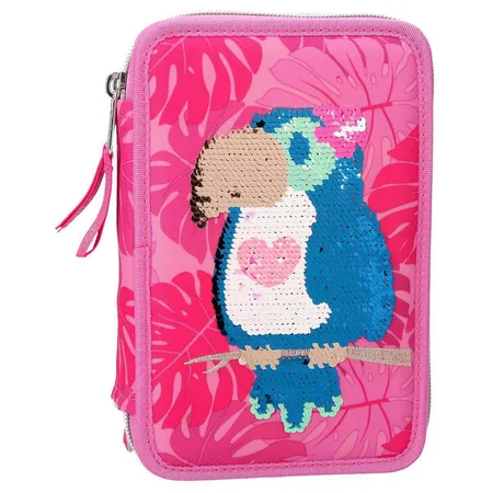 Depesche TOPModel 3-Fach Federtasche Streichpaillette TROPICAL pink