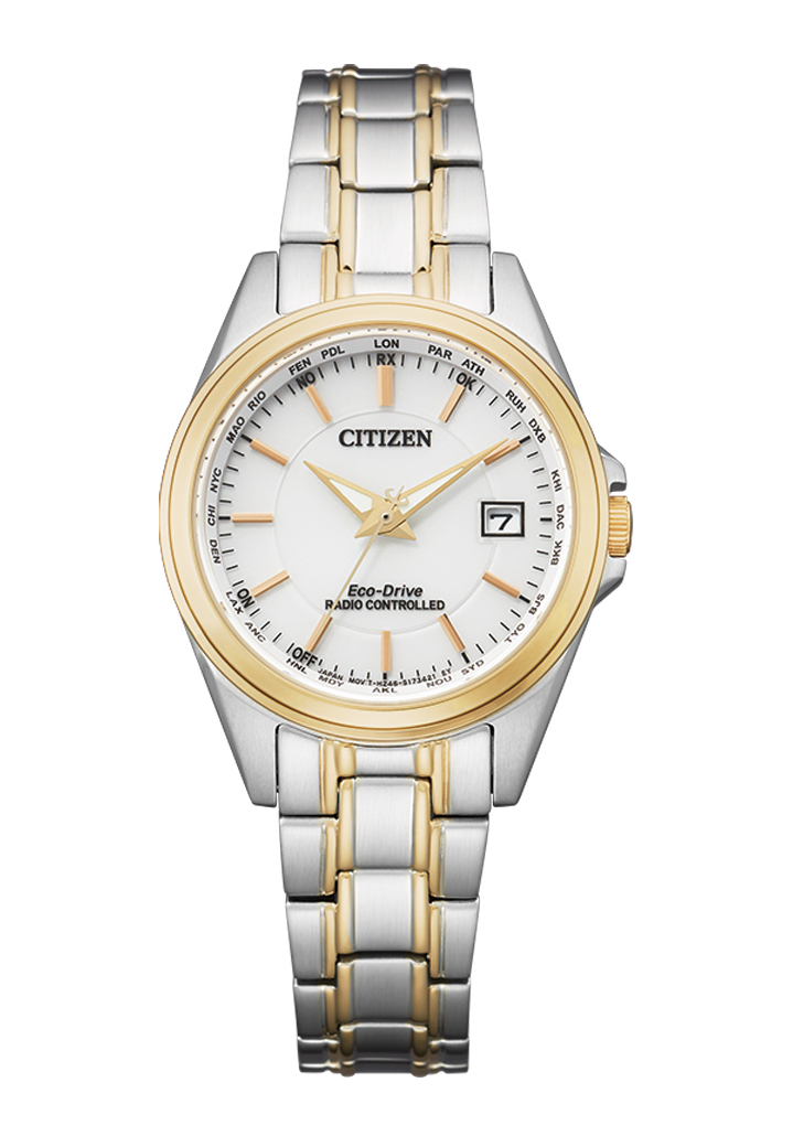 Citizen Eco-Drive Funkuhr Damenuhr Bicolor EC1186-85A
