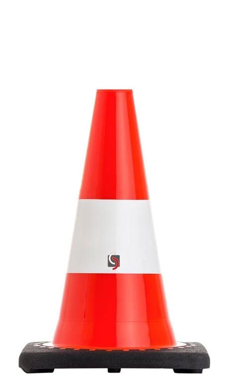 UvV FLEX verkeerskegel, pyloon, markeringskegel 300 mm 1 kg gewicht met of zonder reflecterende folie / RA1 reflecterende folie
