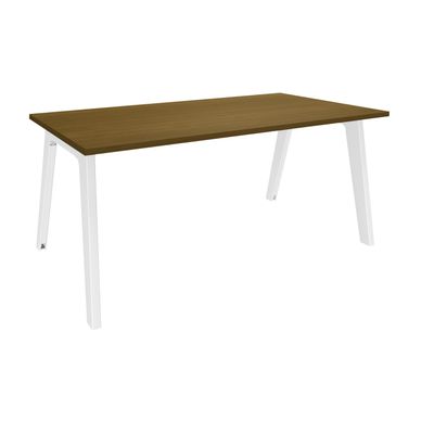 Bureau simple STEELY - L120 cm - Bureau de départ - Pieds blancs - plateau imitation noyer