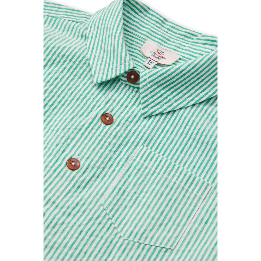 Køb COPENHAGEN COLORS Sharp Green W Cream Stripe Seersucker Ss Skjorte
