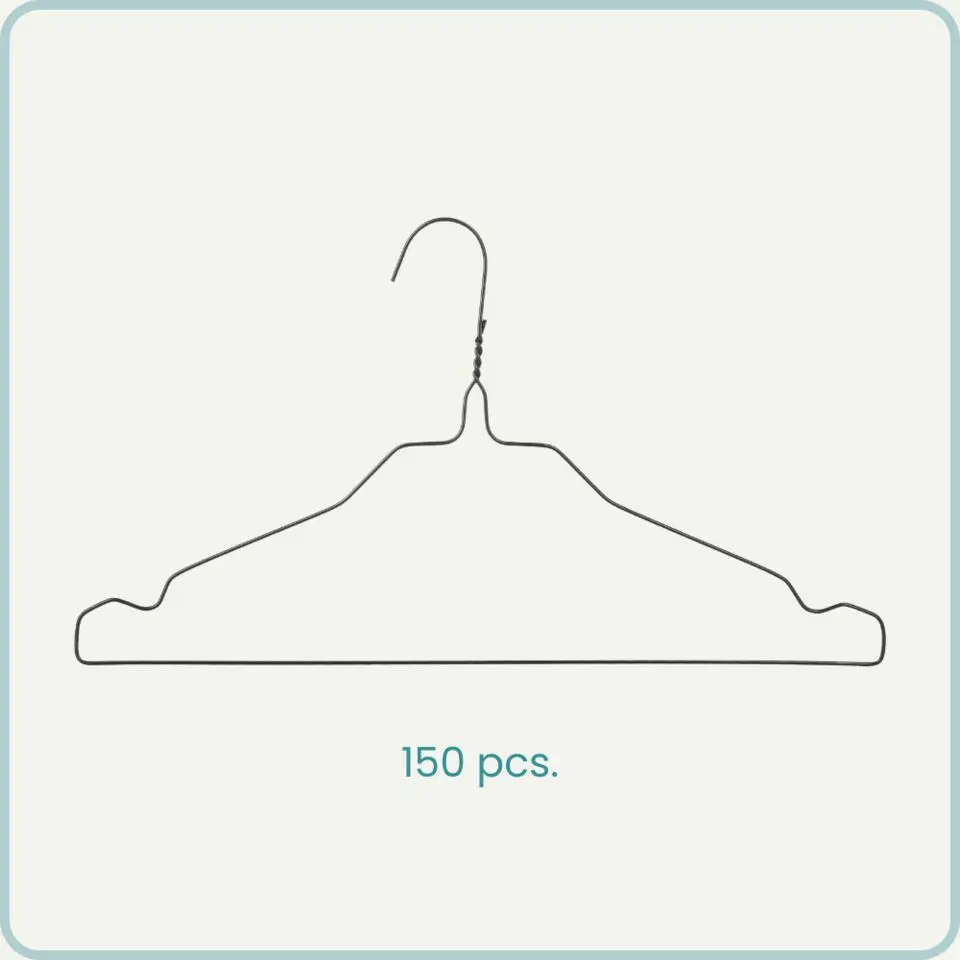 Nordix Kledinghangers set 150 stuks Metaal Zwart Draadhanger Kleerhangers