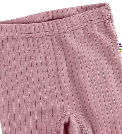 Joha Leggings m. Fod - Uld - Rosa m. Rib
