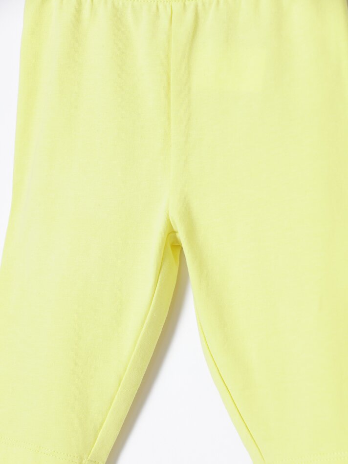 Conjunto com 2 Leggings Capri Combinando - Amarelo Claro