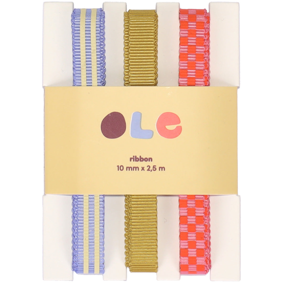 ole cadeaulint - stripe - plain - checkerboard - 3st