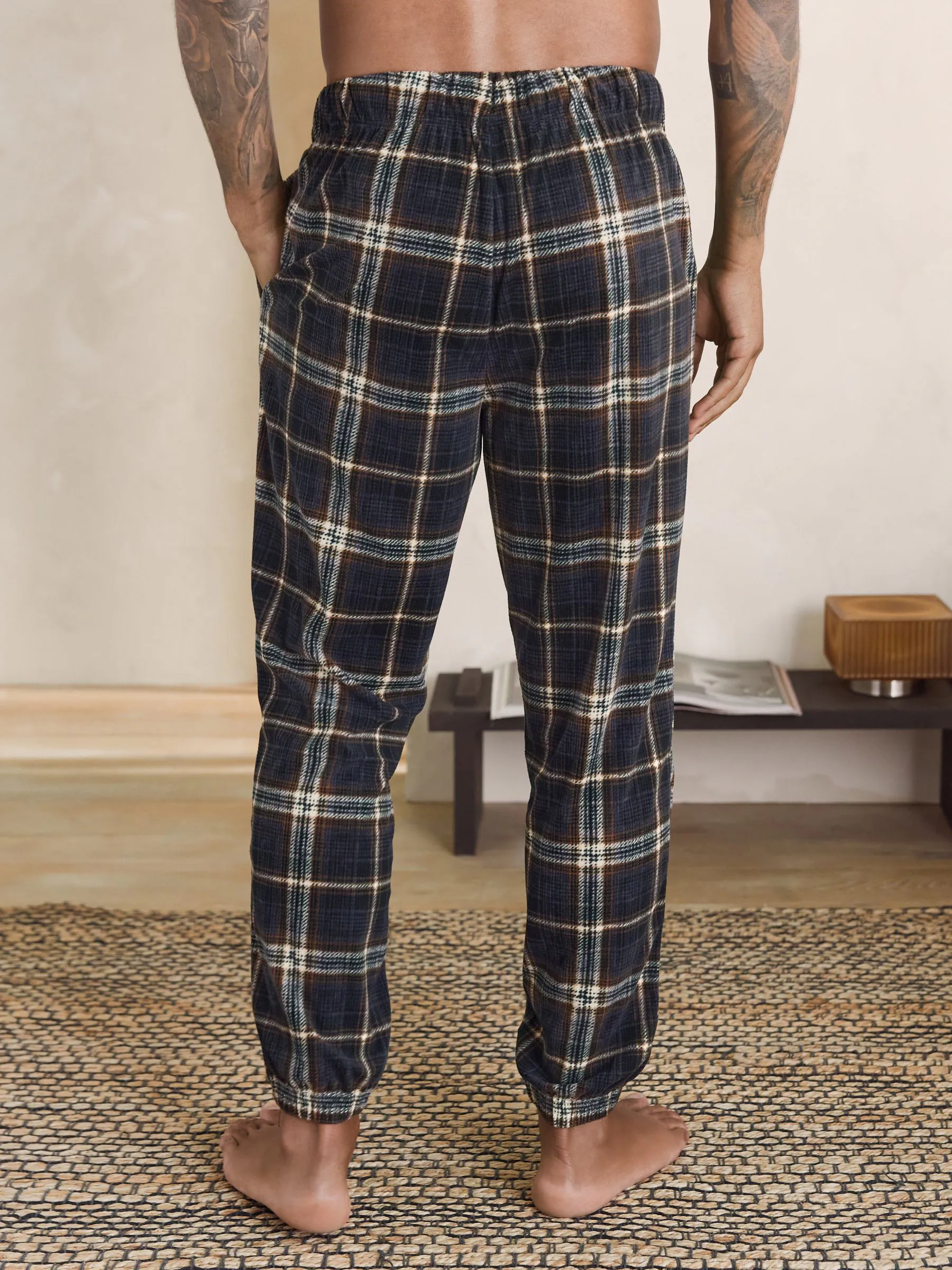 Zwart/neutraal geruit - Motionflex Corded Cosy Cuffed Pyjama Bottoms