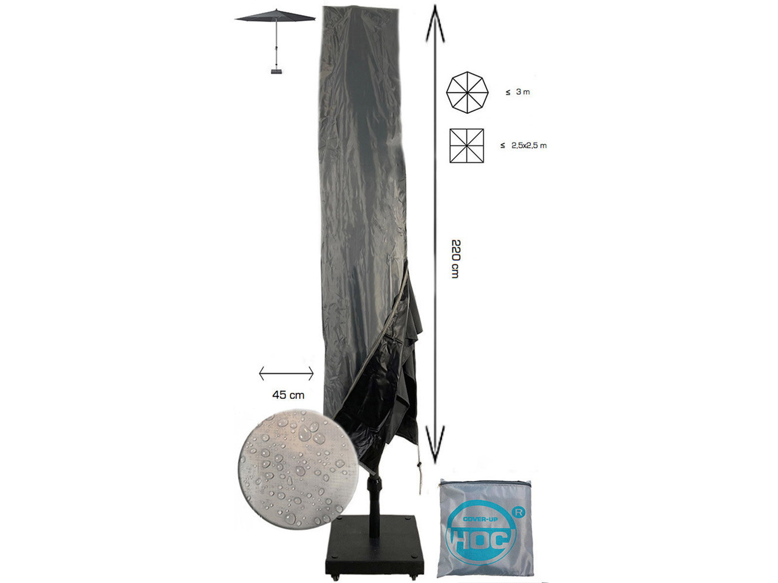 CUHOC Diamond Label 220x25x45 Parasolhoes