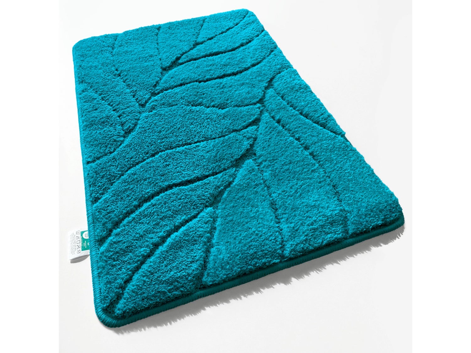 Maris badmat - Zachte badmat met bladtextuur - Turquoise / 40 x 60 cm