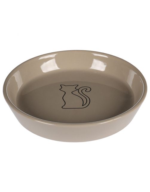 Flamingo Keramische Voer\/Waterbak Auri Taupe - Kattenvoerbak