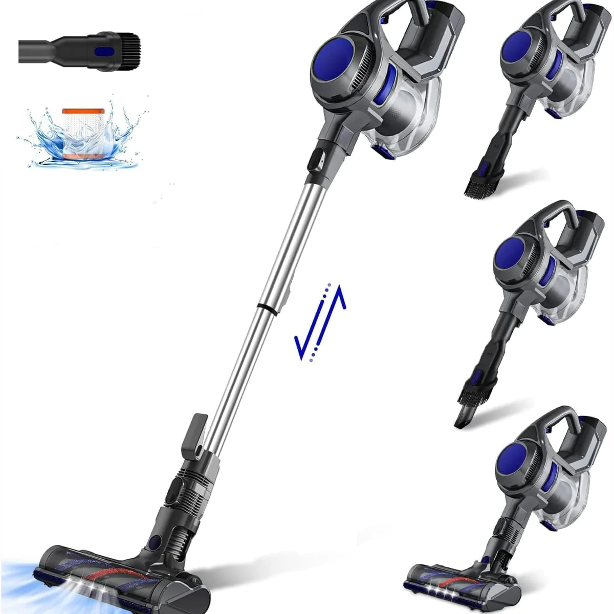 Aspirateur Balai sans Fil 4 en 1 600W bleu noir Vendos85