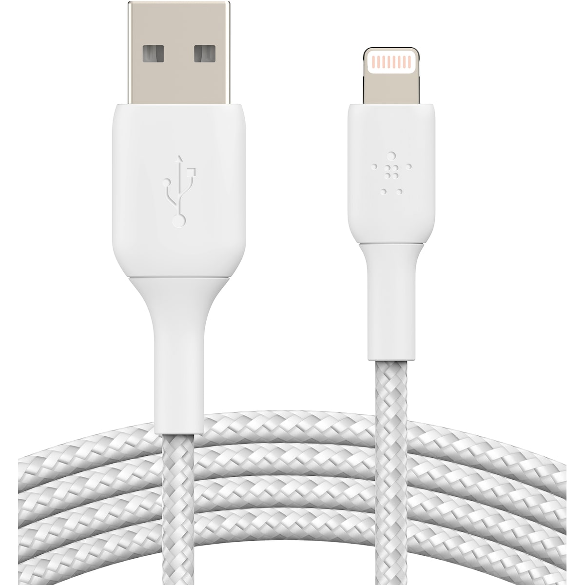 Belkin BOOST CHARGE Lightning til USB-A flettet kabel 2 m (hvit)
