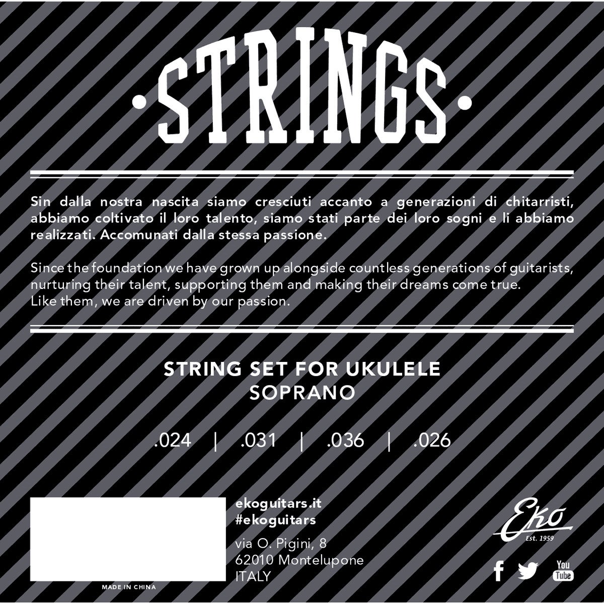 EKO Strings Ukulele Soprano Medium snarenset voor sopraan ukelele