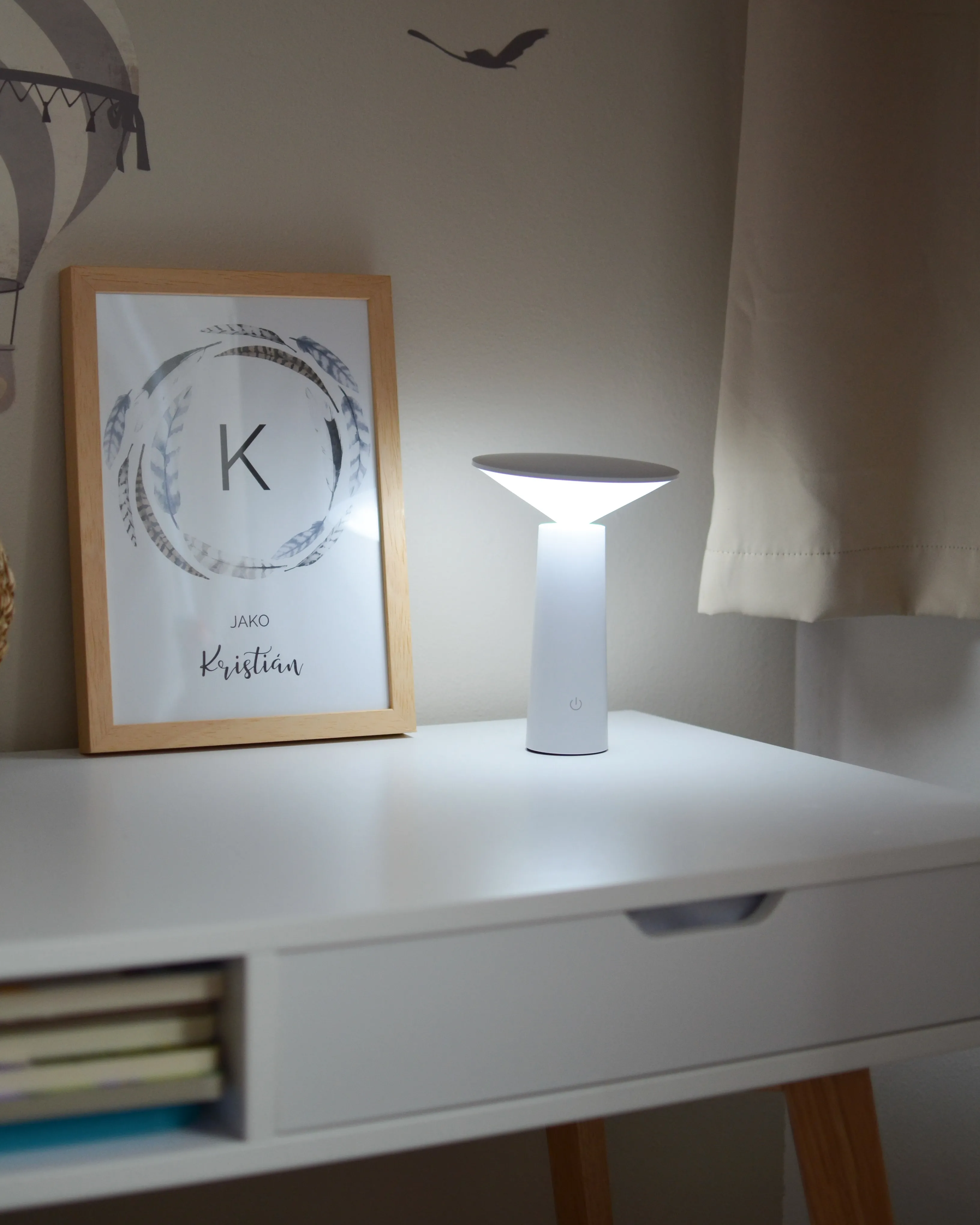 LED draadloze tafellamp LEVIRA met dimmer Metaal Wit