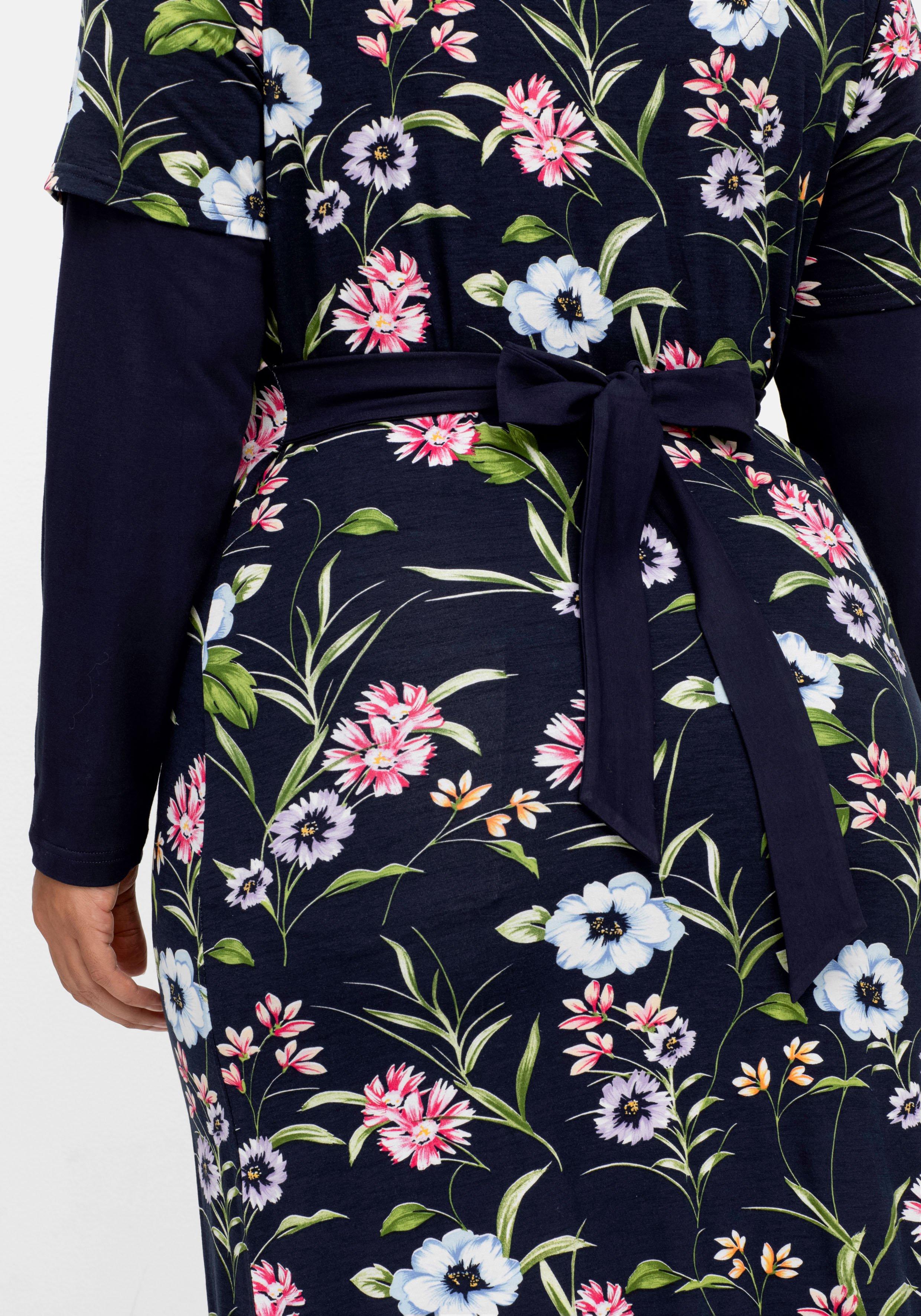 Jerseykleid im Wickelschnitt, mit Blumendruck