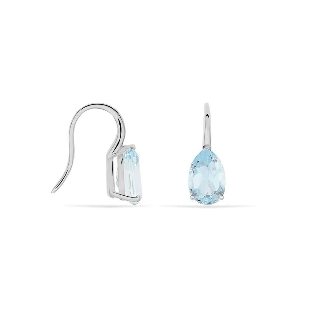 Boucles D'oreilles Puces Anesa Or Blanc Topaze