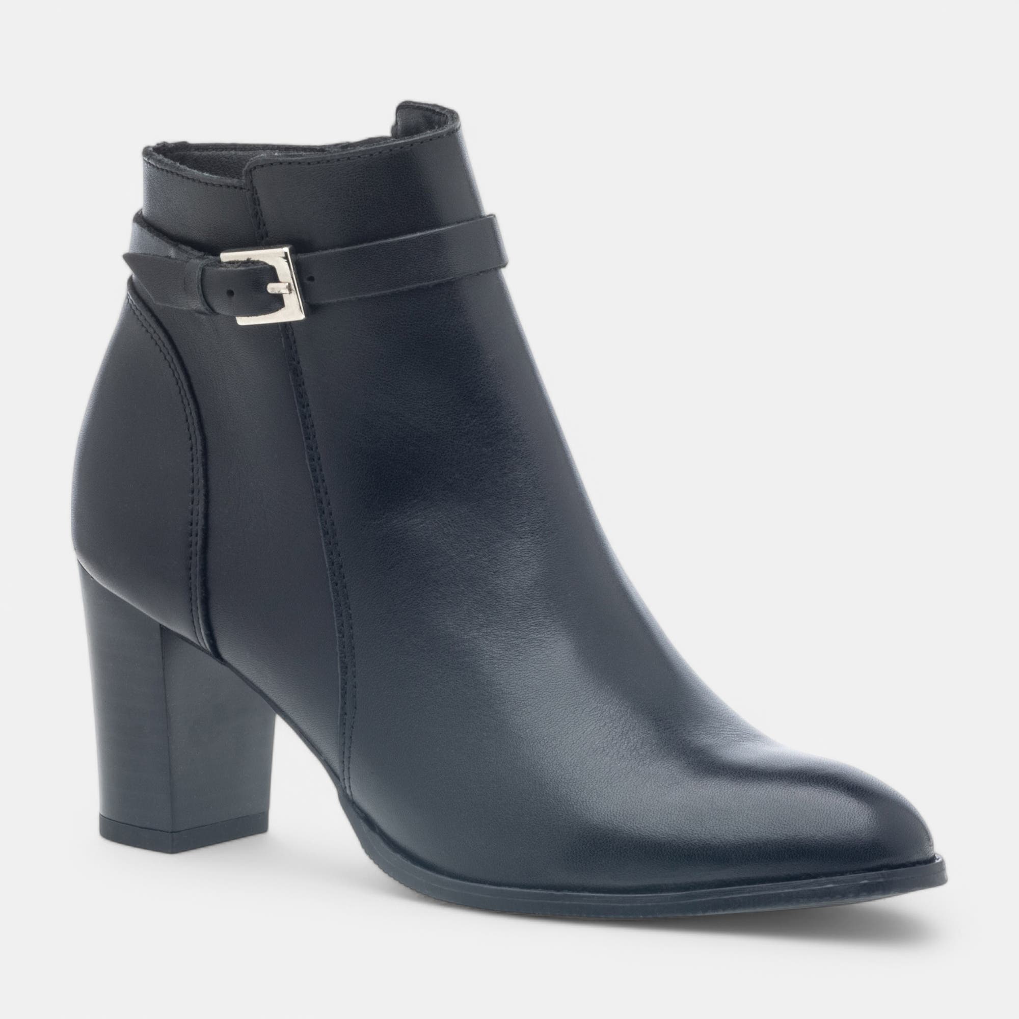 Bottines à talon Femme en cuir noir