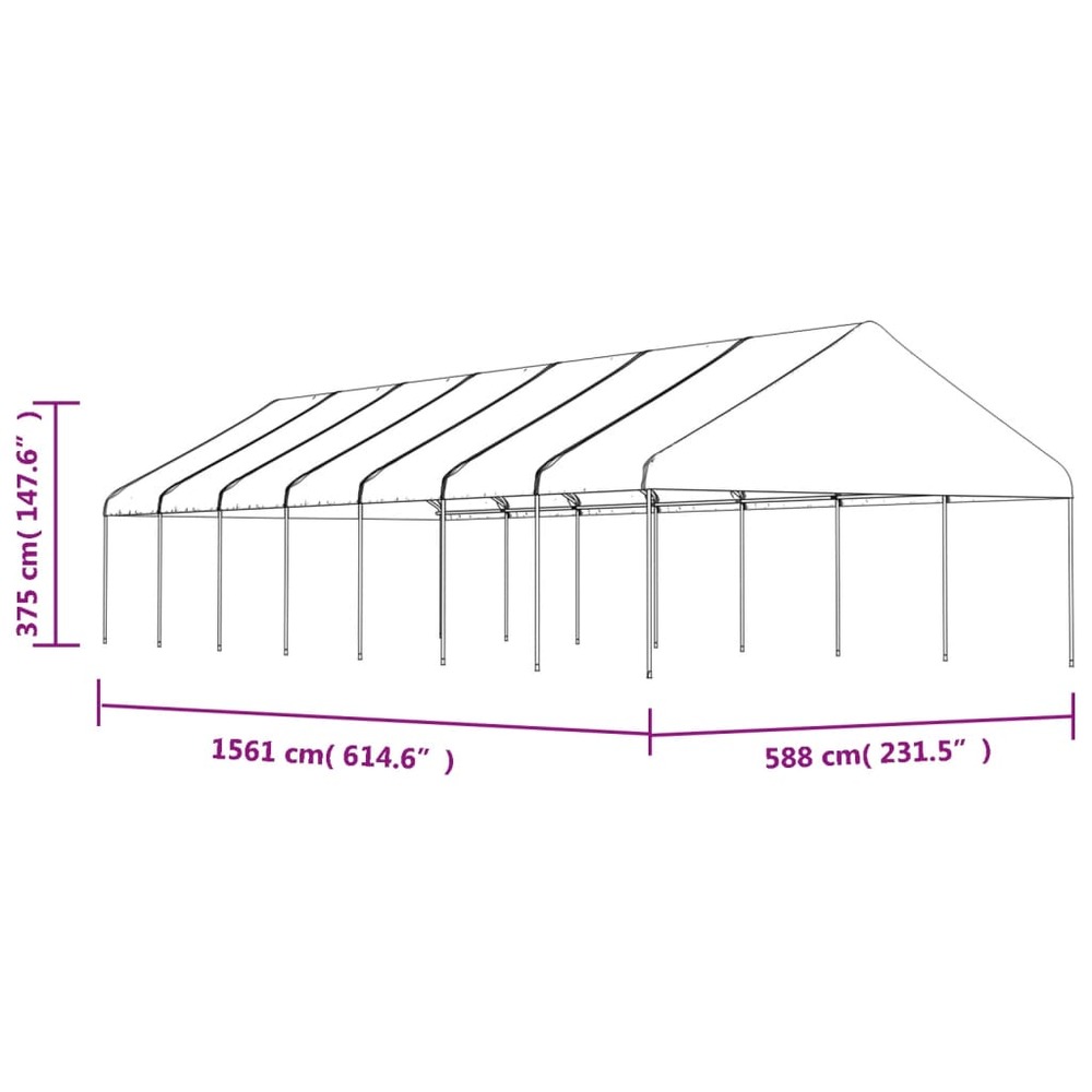 Belvédère avec toit blanc 15,61x5,88x3,75 m polyéthylène