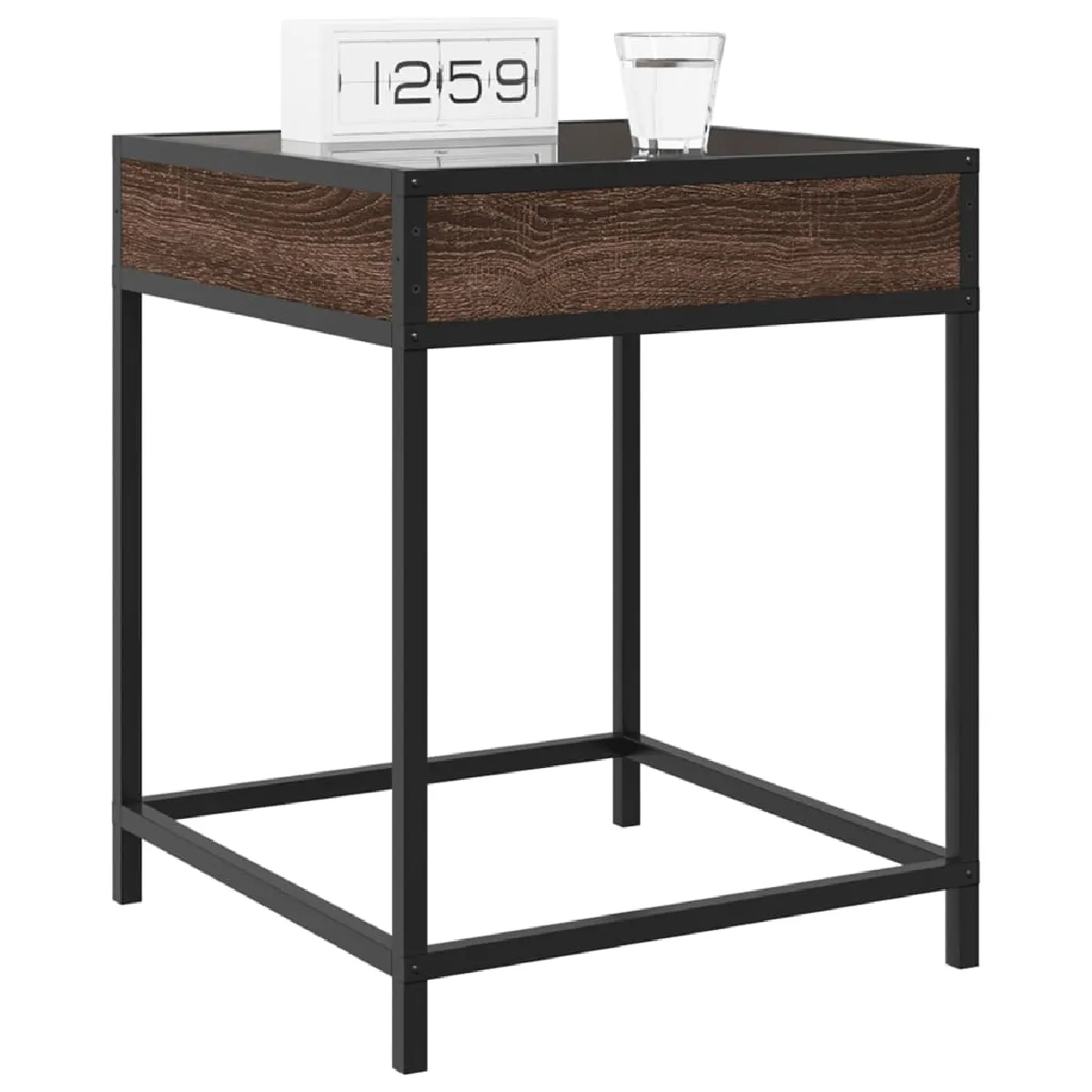 vidaXL Table de chevet avec LED infini - Chêne Marron