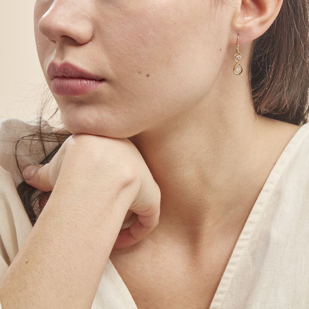 Boucles D'oreilles Pendantes Ademar Or Jaune Oxyde De Zirconium