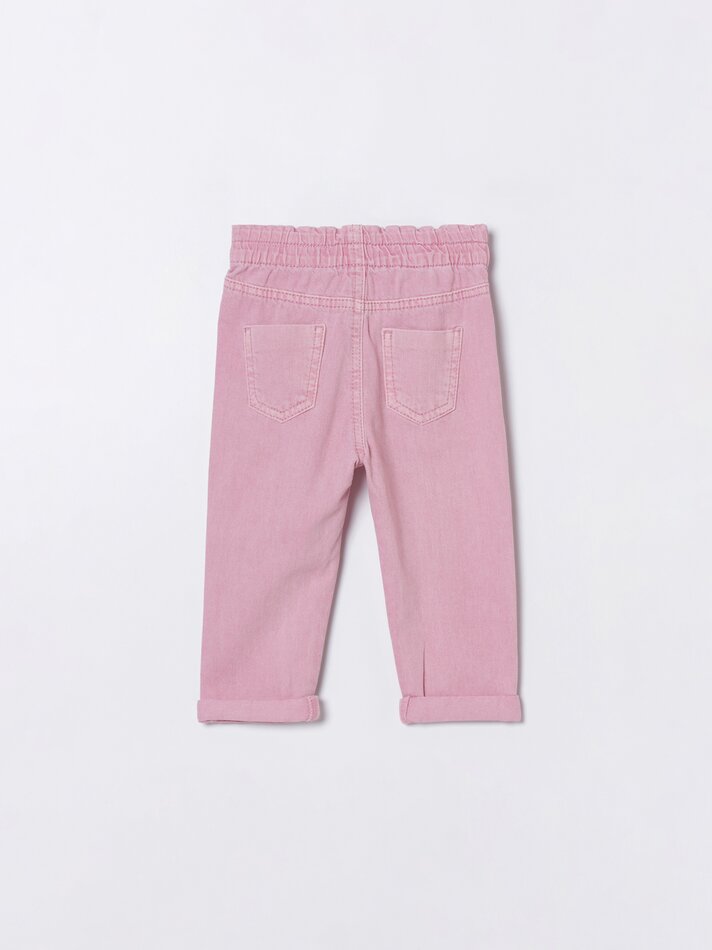 Calça jeans Paperbag - Rosa chiclete
