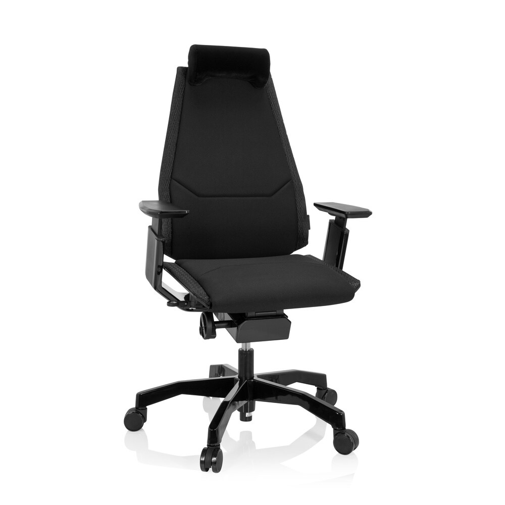 High End Bürostuhl GENIDIA BLACK Stoff mit Armlehnen hjh OFFICE