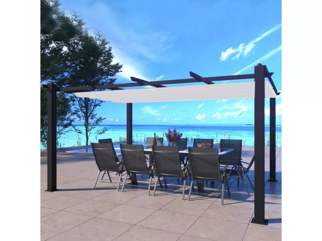 Pergola auto-portée 3,75x2,68 m, structure aluminium NILA 12m²
