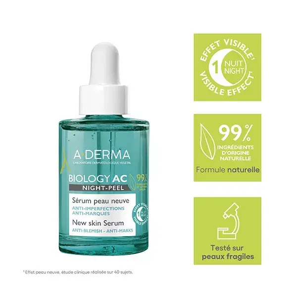 A-Derma Biology Ac Night-Peel Renewal Serum 30ml
