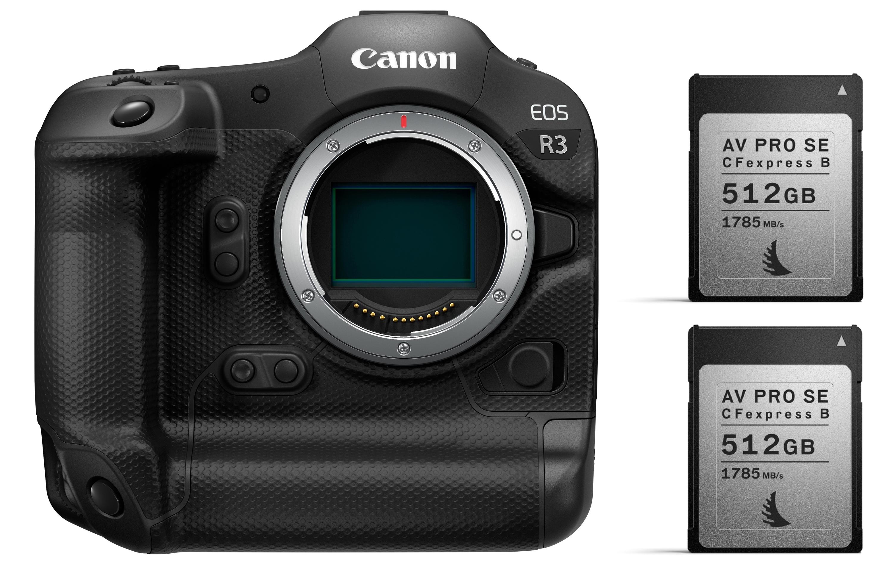 Fotokamera EOS R3 AV PRO SE Type B 2x 512 GB<br>Blitzschnelle Systemkamera zum Fotografieren und Filmen mit zwei 512 GB CFexpress Typ B Speicherkarten