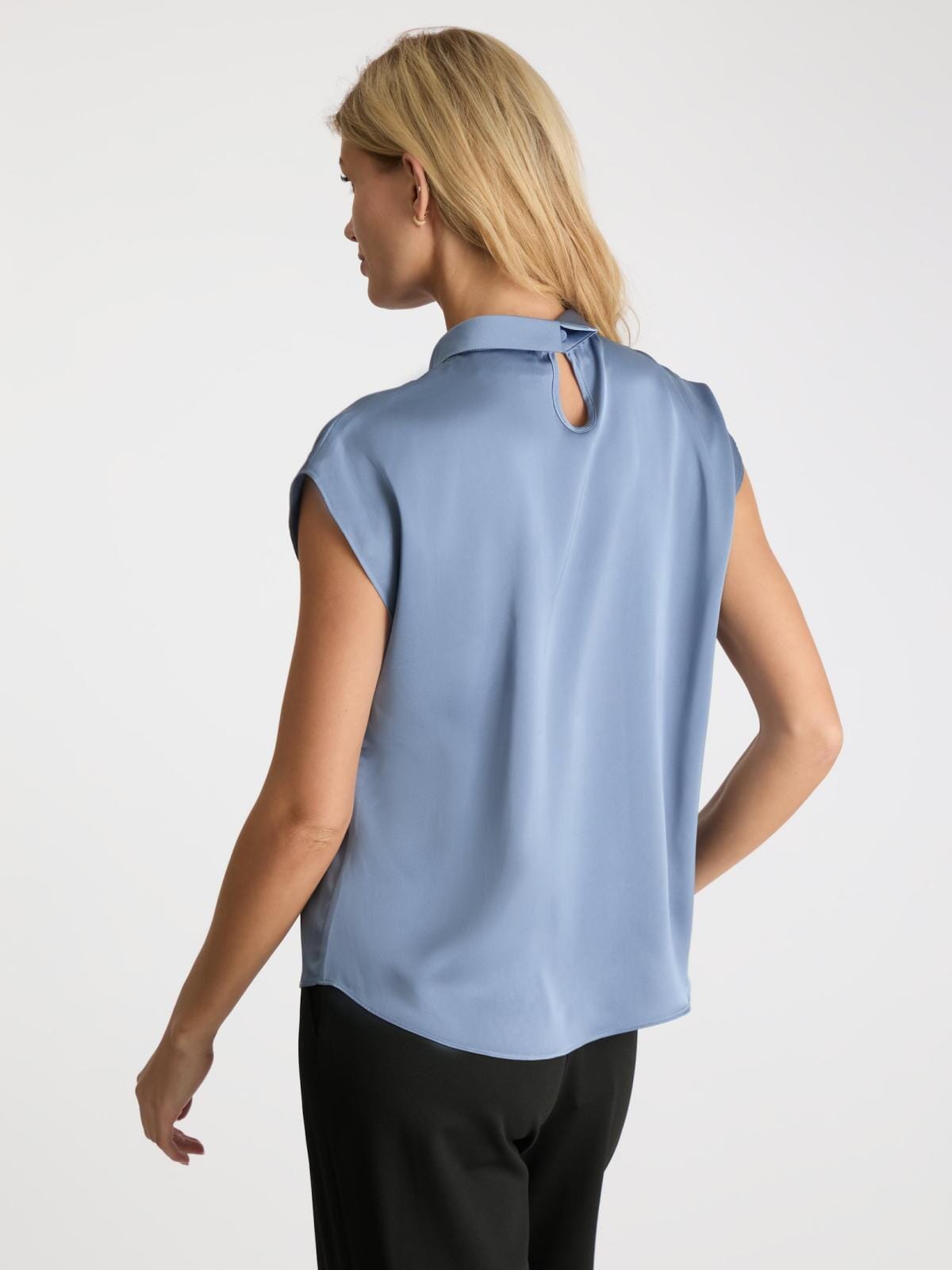 Neo Noir Fleur Drapy Satin Blouse dusty blue