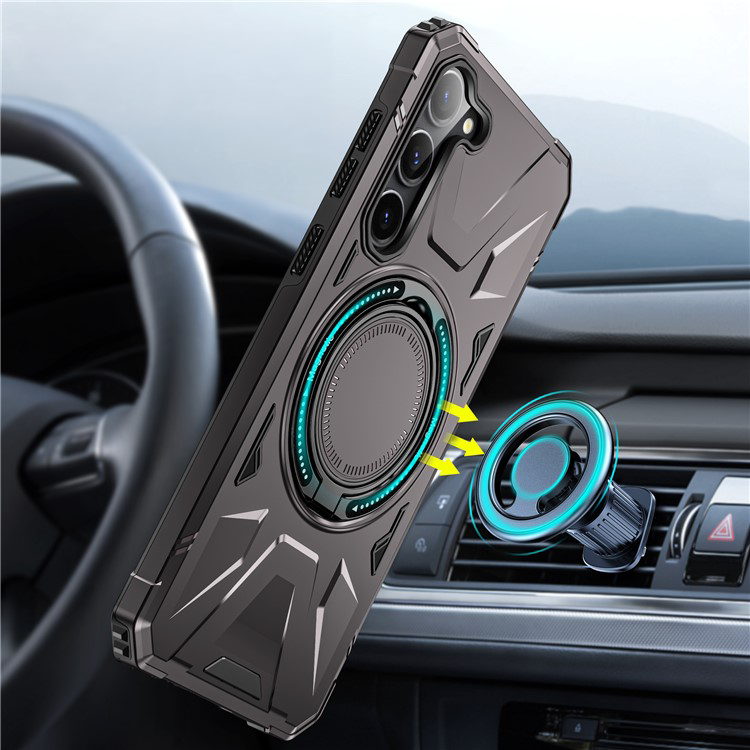 Samsung Galaxy S25 / S24 Hybrid Outdoor Hardcase Hülle mit MagSafe-Modul   Kickstand Aufsteller - Grau