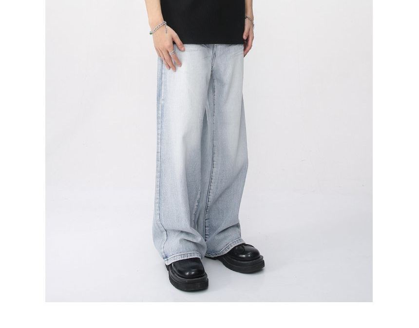 FAERIS - High Waist Washed Wide Leg Jeans
