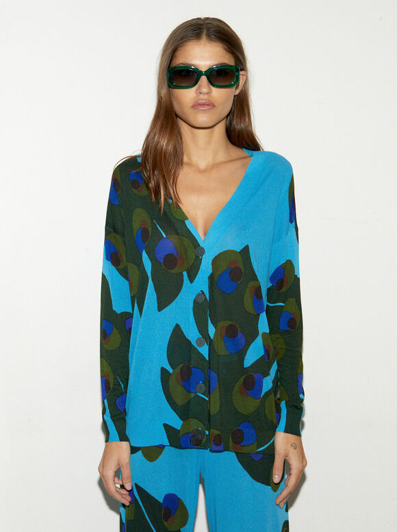 Cardigã de malha jacquard - Multicor