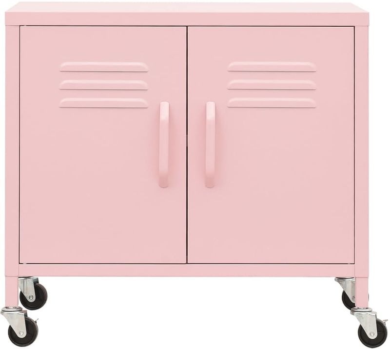 vidaXL - Opbergkast - Roze - Staal - Verstelbaar Schap
