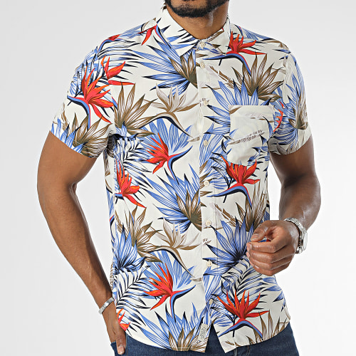 Chemise Manches Courtes Floral 20715740 Blanc Bleu