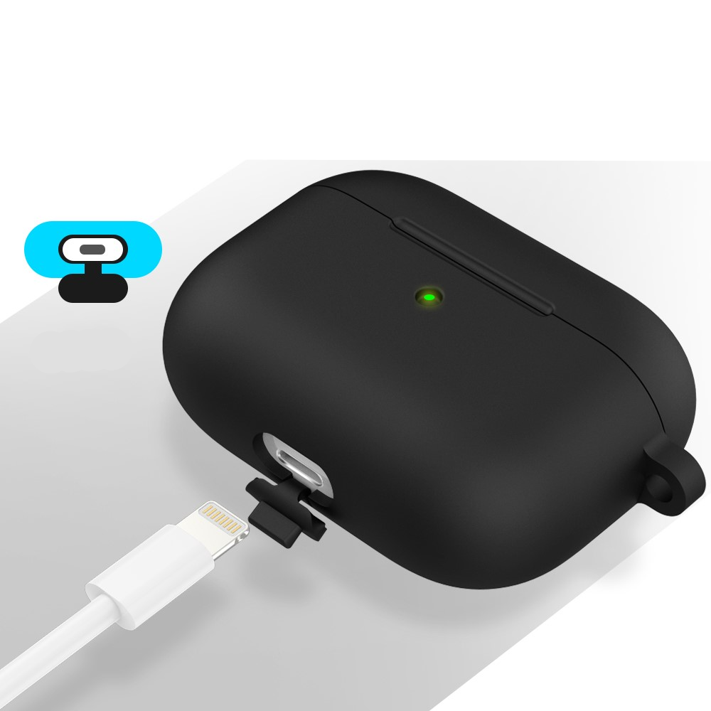 AirPods (3. Generation) Silikon Schutzhülle Abdeckung mit Karabinerhaken - Schwarz