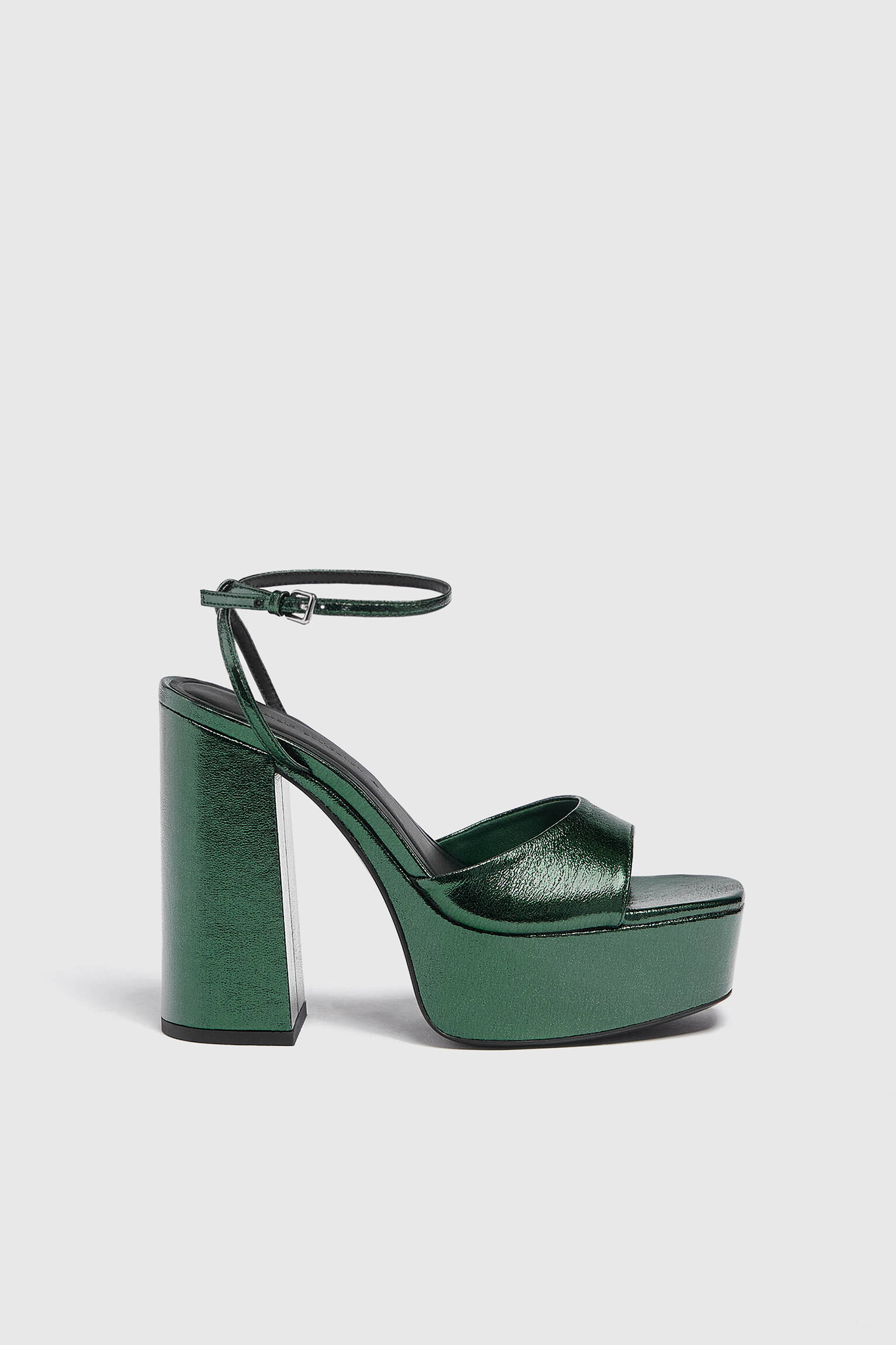 Sandália plataforma metálica - verde