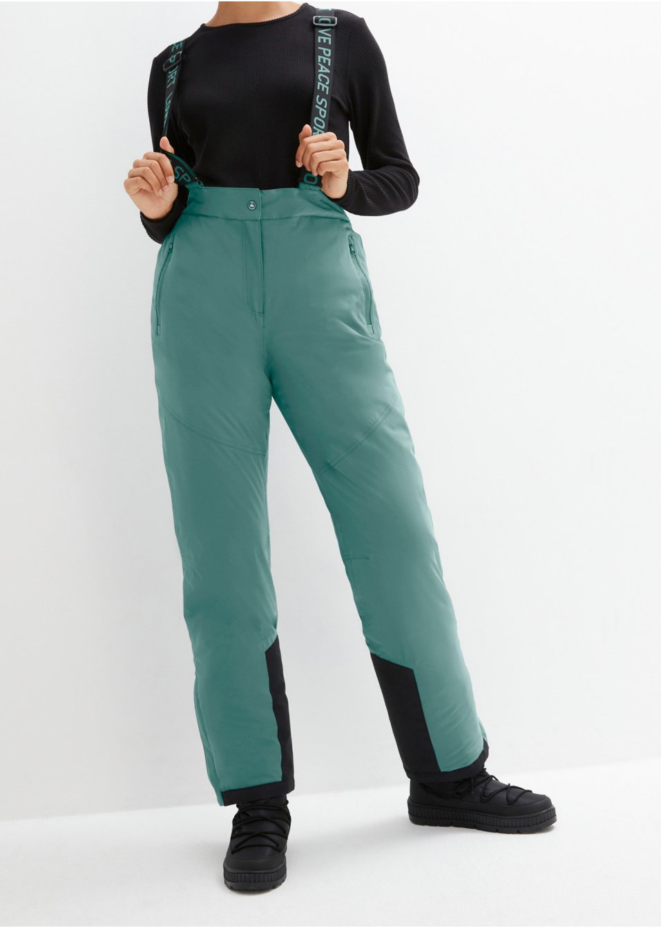 Pantalon de ski thermo avec bretelles amovibles, étanche, Straight