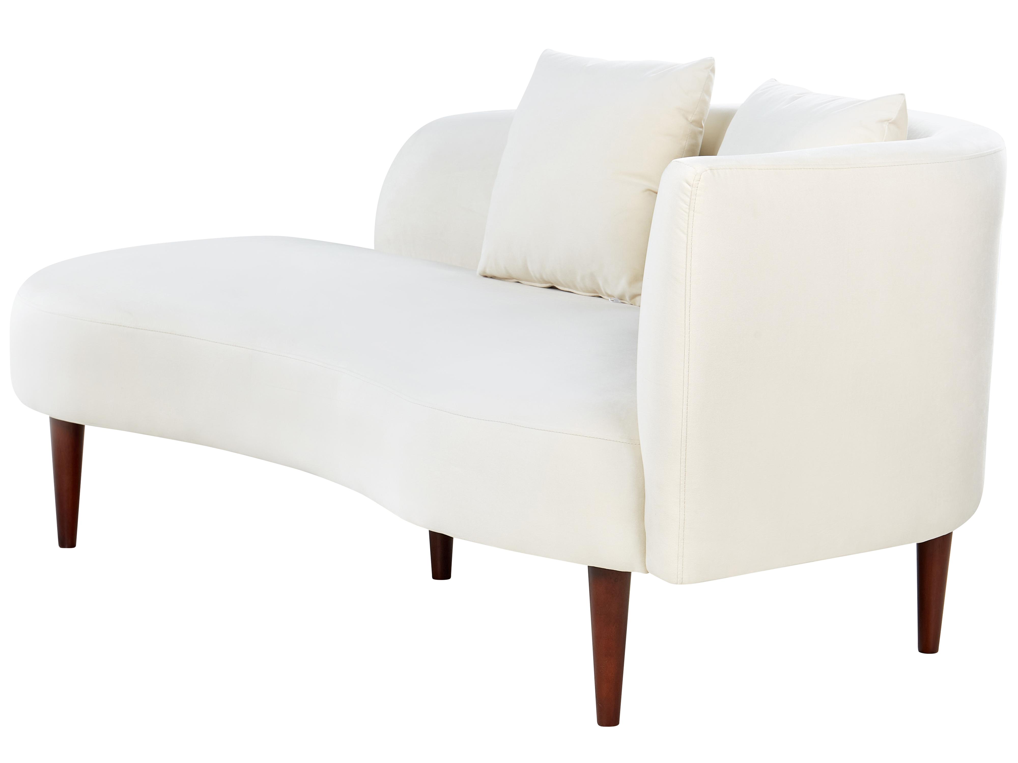 Rechtszijdige chaise longue CHAUMONT Fluweel Gebroken wit