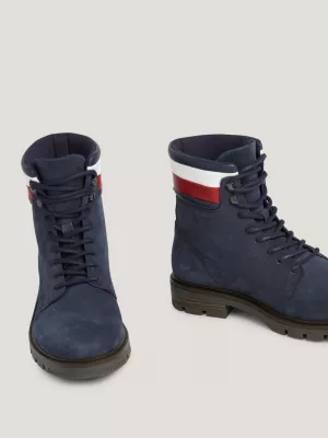 Botas de cano curto Signature em couro nobuck com cadarço