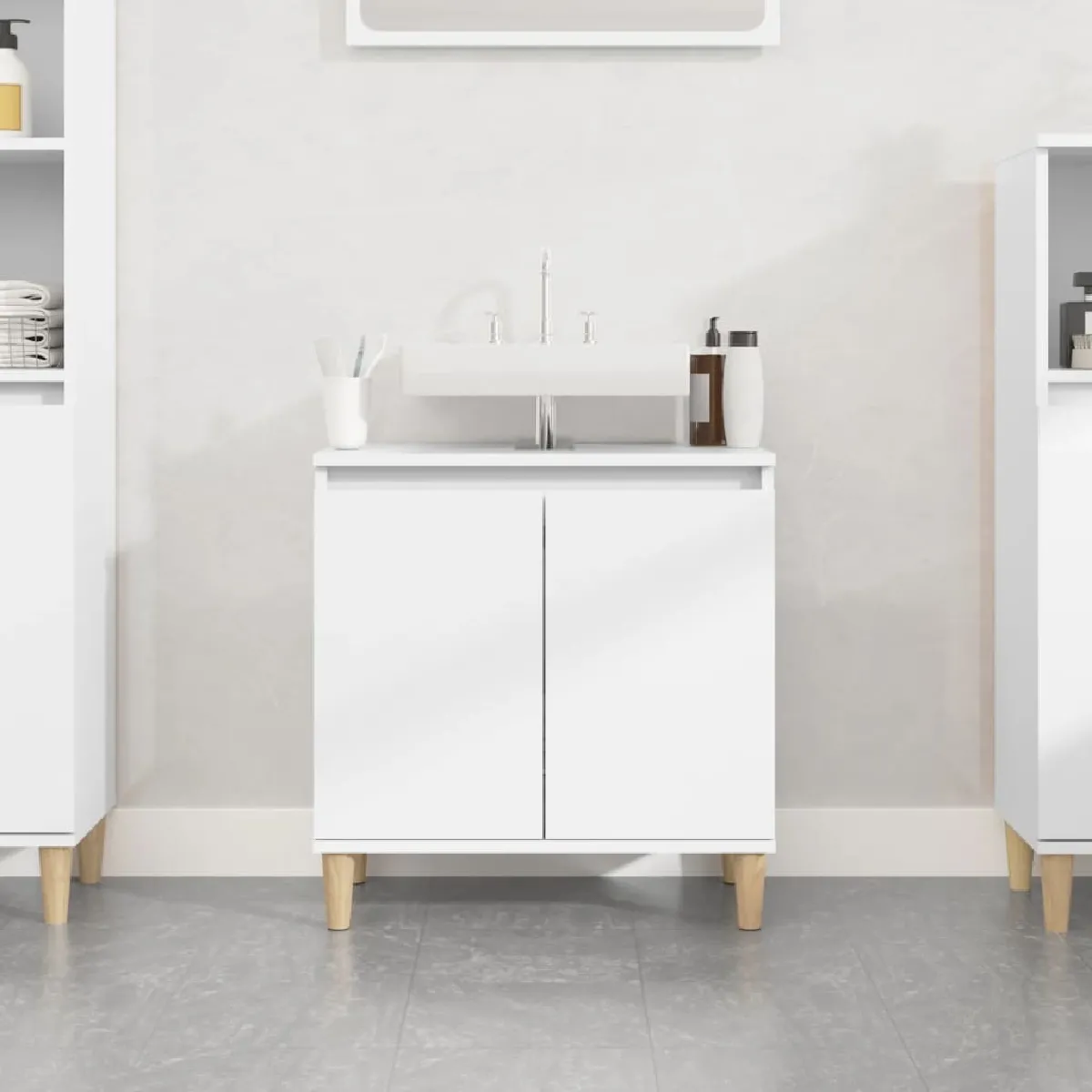 vidaXL Meuble d'évier - Blanc