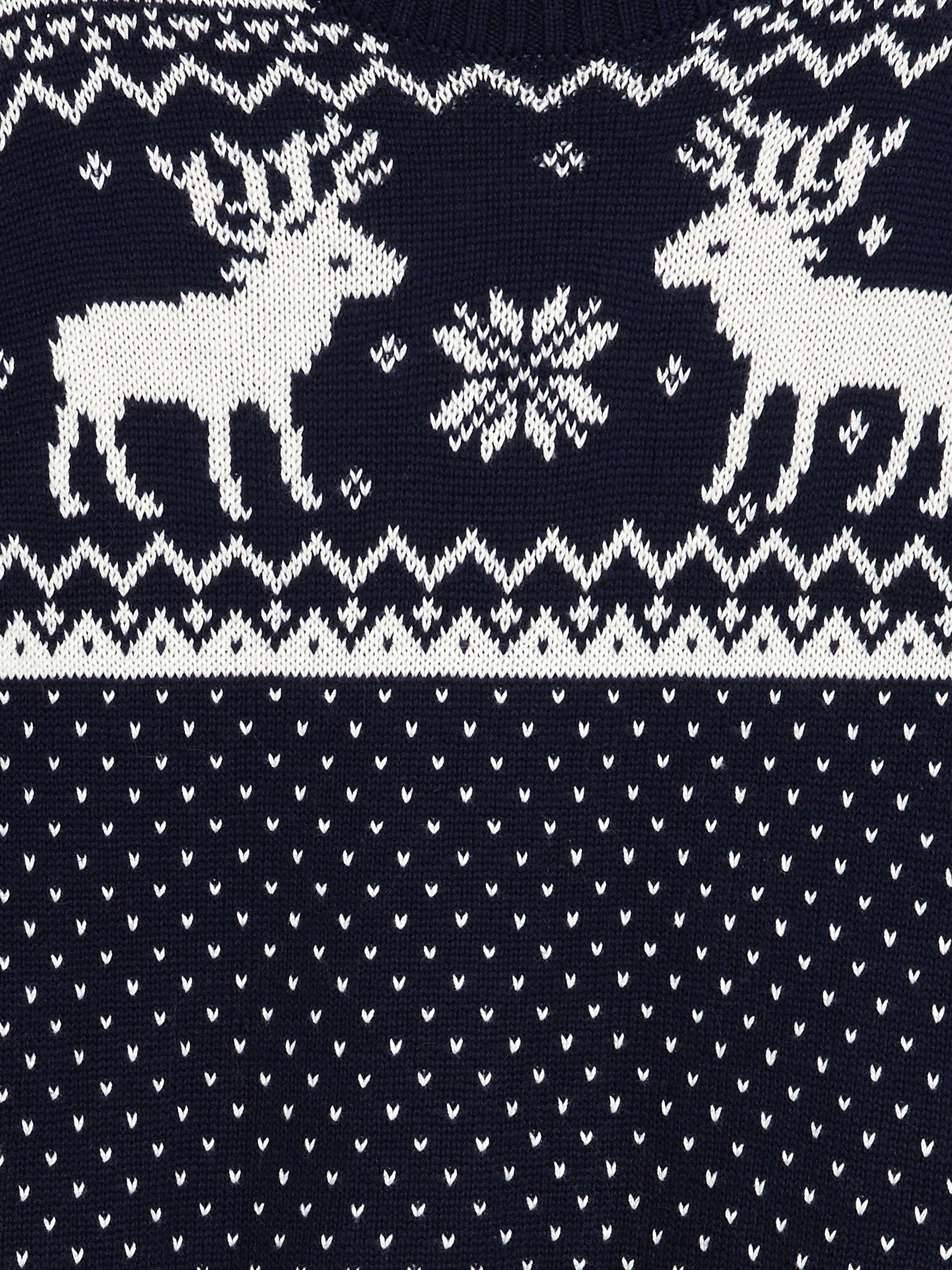 Marineblauw - The Little Tailor kinderkersttrui met rendier-fairislepatroon