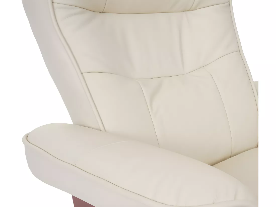 Fauteuil relax Edmonton avec pouf, crème, doré