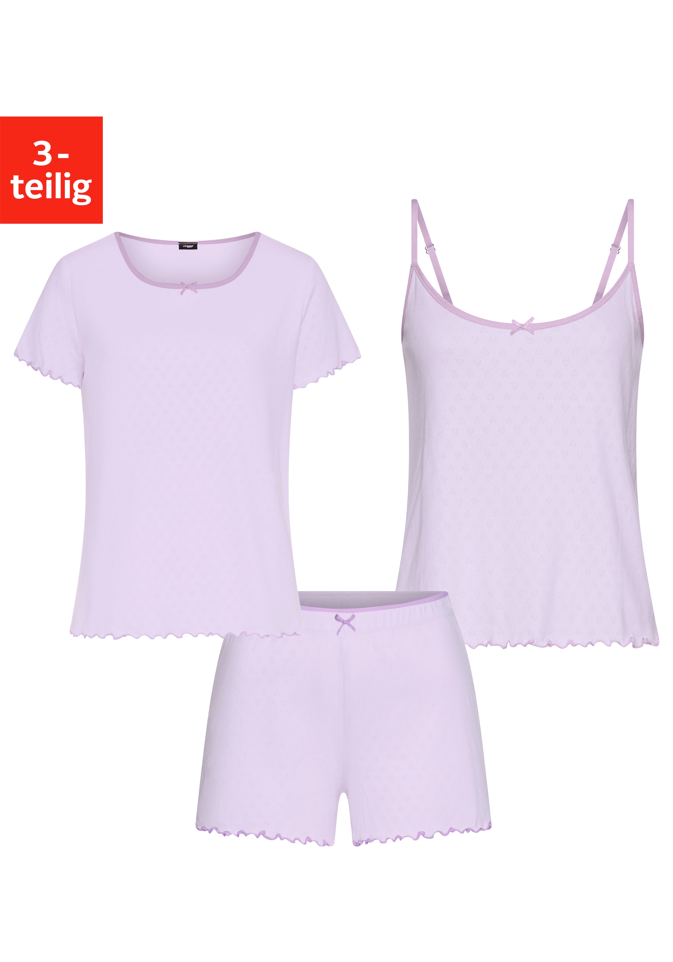 Vivance Dreams Shorty 3-teilig,  mit romantischem Ajourmuster