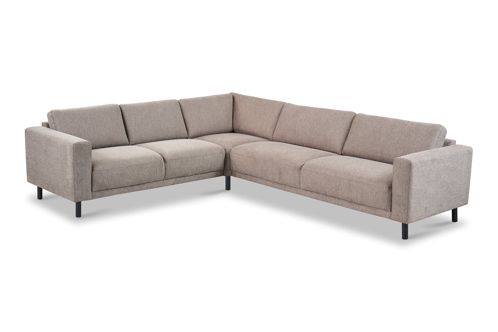 Portland hjørnesofa 23 Tekstil Brego 34 Stone med sorte ben