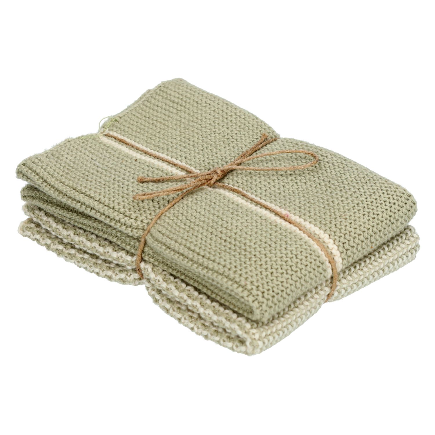 Vaatdoekjes, gebreid katoen, lindegroen, 2 stuks 25 x 25 cm