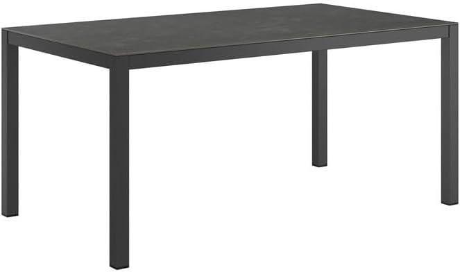 OUTLIV. Gartenmöbel Set Lucca Aluminium wetterfest 4 Hochlehner stapelbar Textilene Glaskeramik Tisch 160x90 cm anthrazit dunkelgrau
