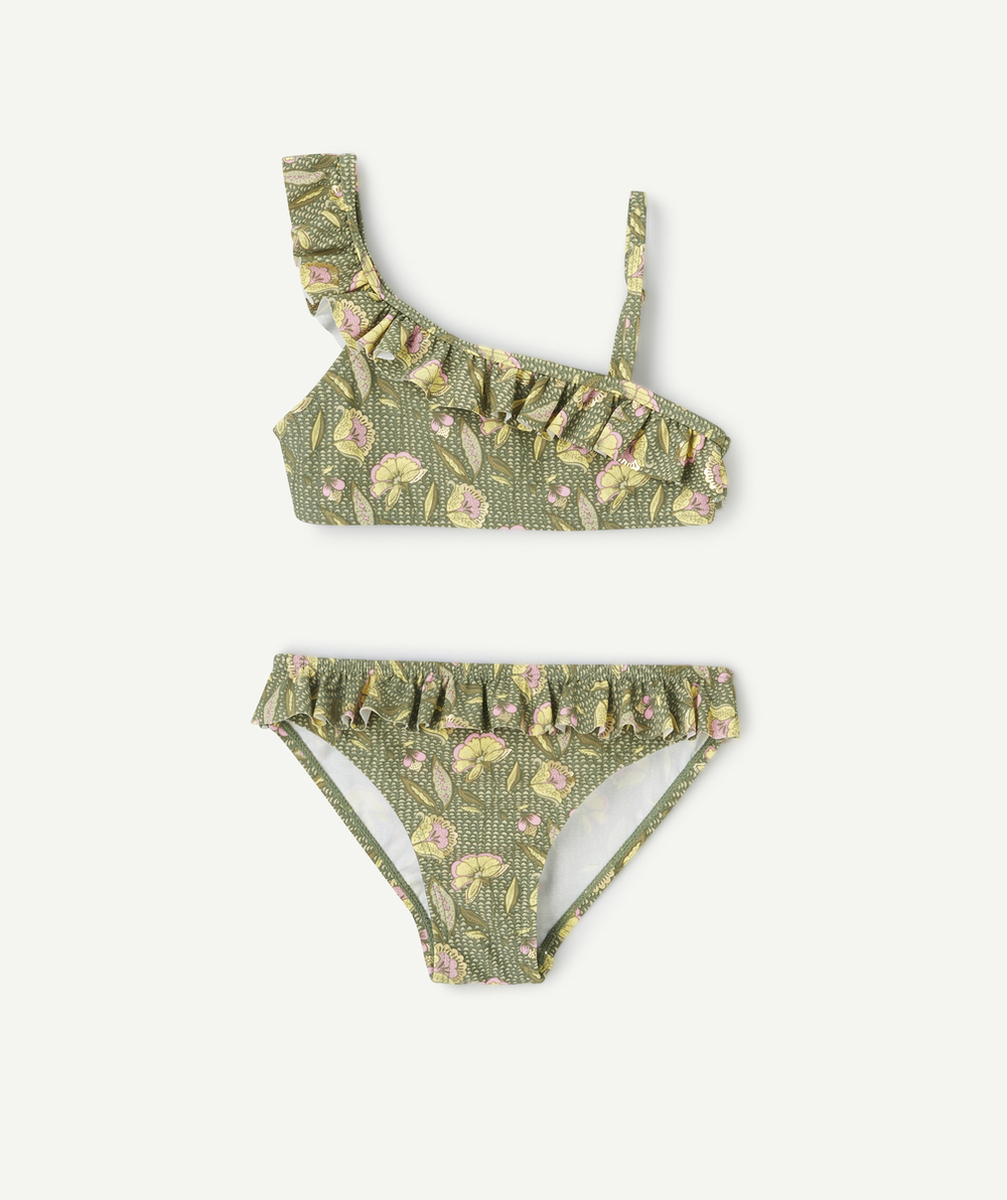 MAILLOT DE BAIN 2 PIÈCES FILLE EN FIBRES RECYCLÉES IMPRIMÉ FLEURS