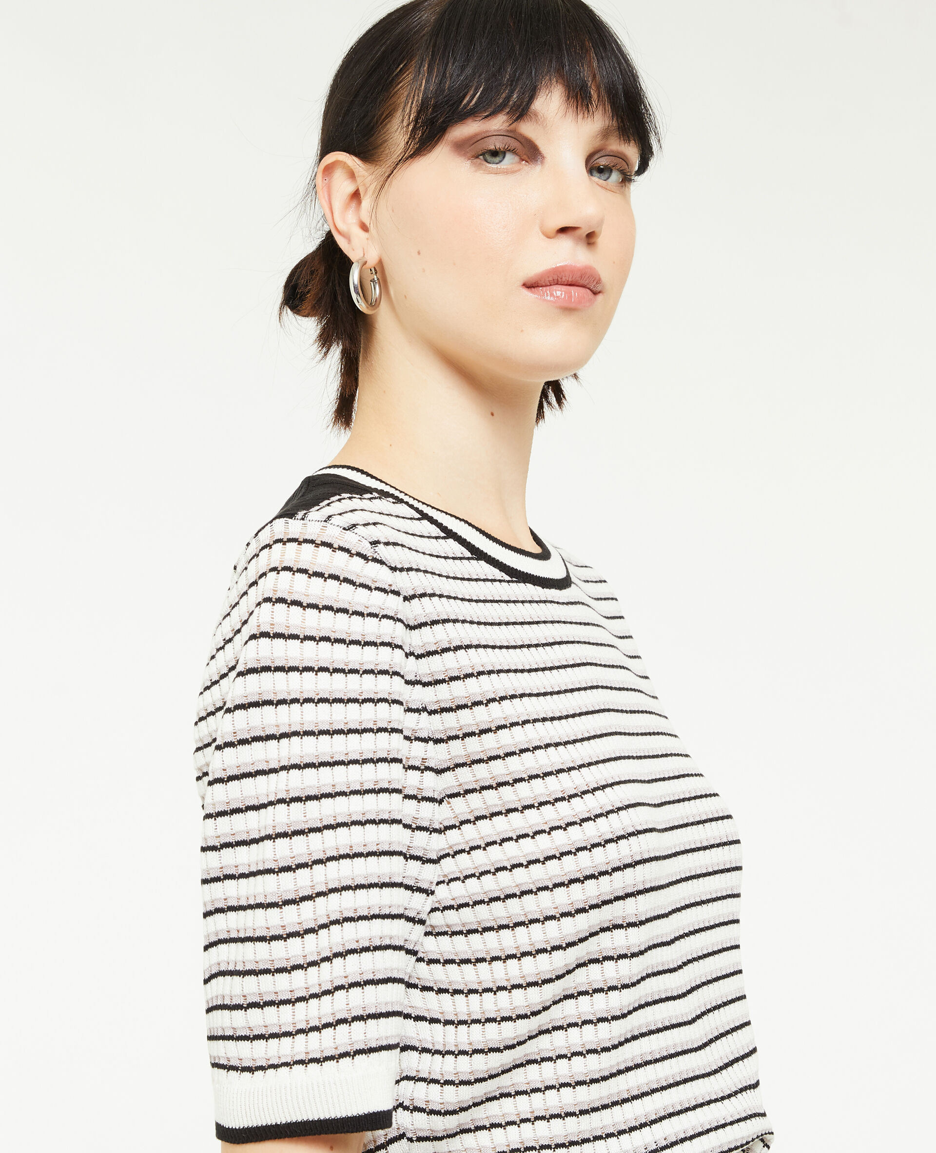 Pull ajouré manches courtes - Noir