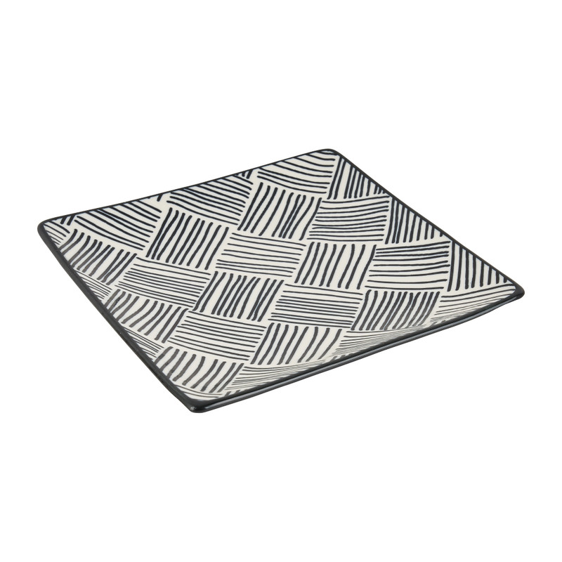 Tapas bord Sevilla - zwarte streepjes - 15x15 cm